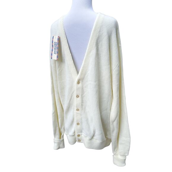 Vintage McBriar Cream V-neck Acrylic Blank Varsity Cardigan Sweater Sz Large NWT - Picture 6 of 13